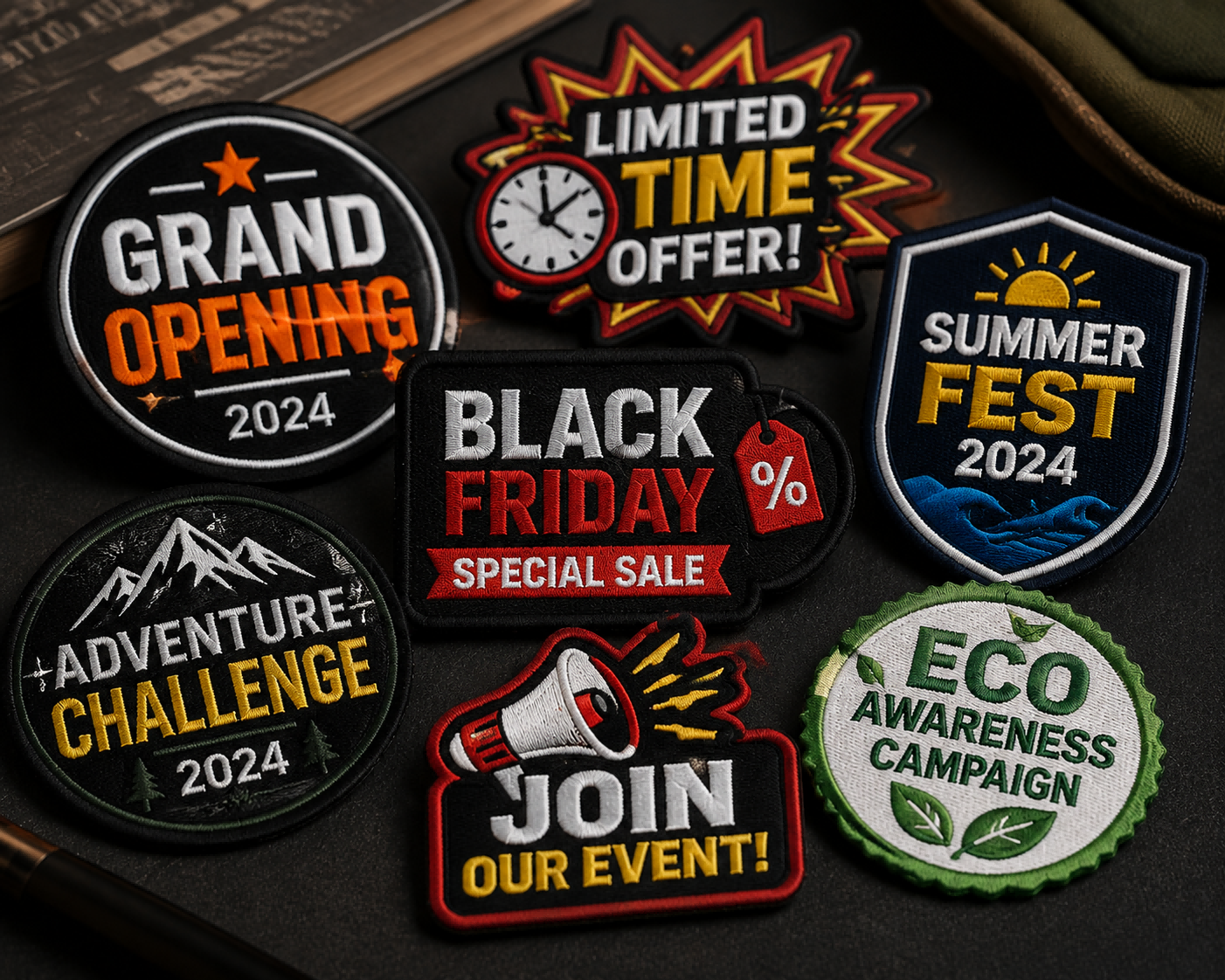 Custom embroidered patches for events, promotions and marketing campaigns